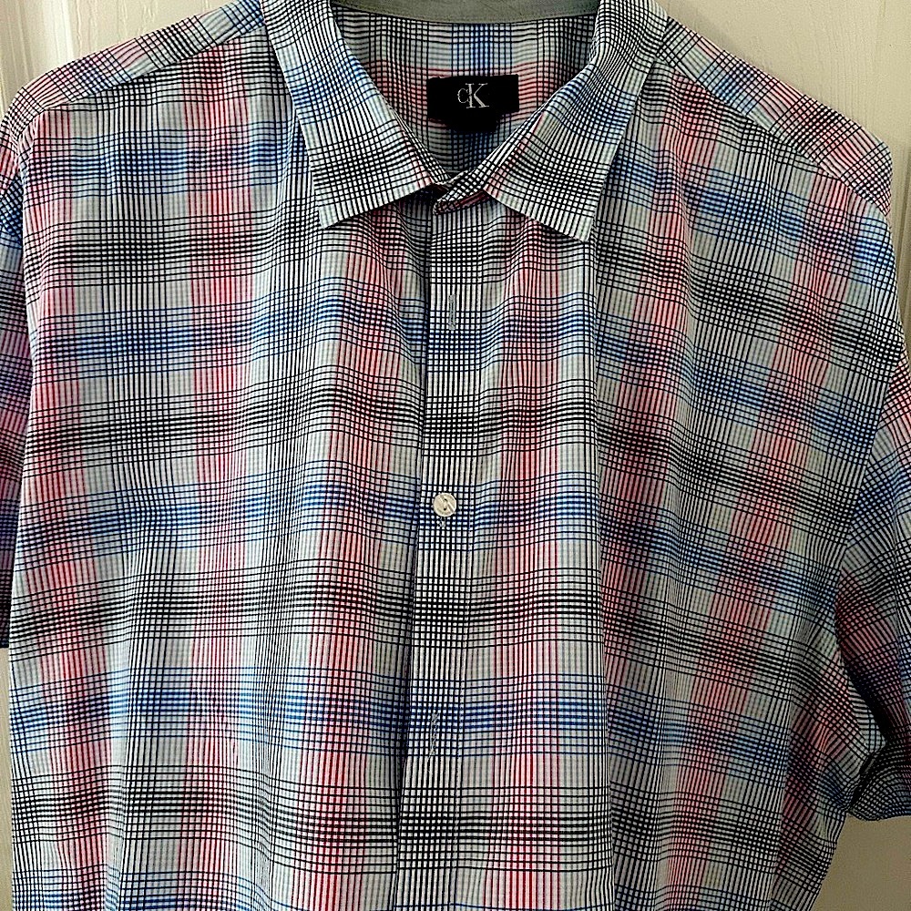 Calvin Klein Casual Button Down Shirt Blue and Pink
